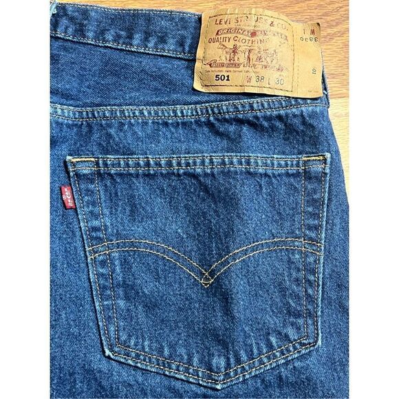 Vintage 90s Levi’s 501 Button Fly Dark Wash Jeans - Picture 3 of 7